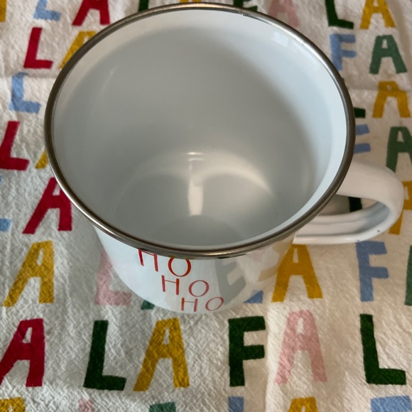 White Enamel Winter/Holiday Mug, Red lettering, Ho Ho Ho, New - Picture 5 of 5